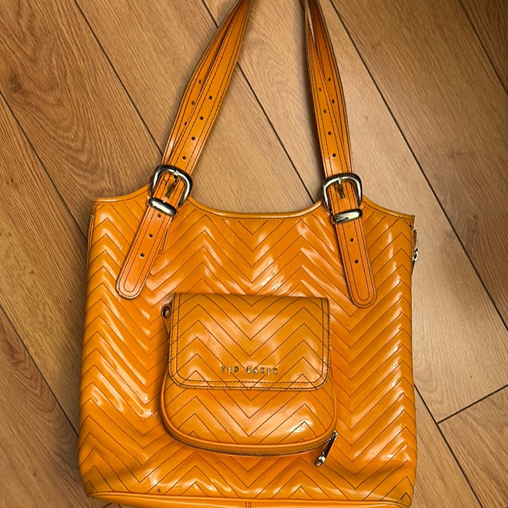 Ted Baker Orange Quilted Tote Bag